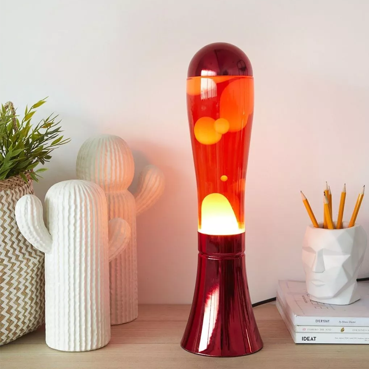 Lampe Lava Magma Rouge & Aluminium